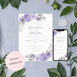 purple wedding invite template